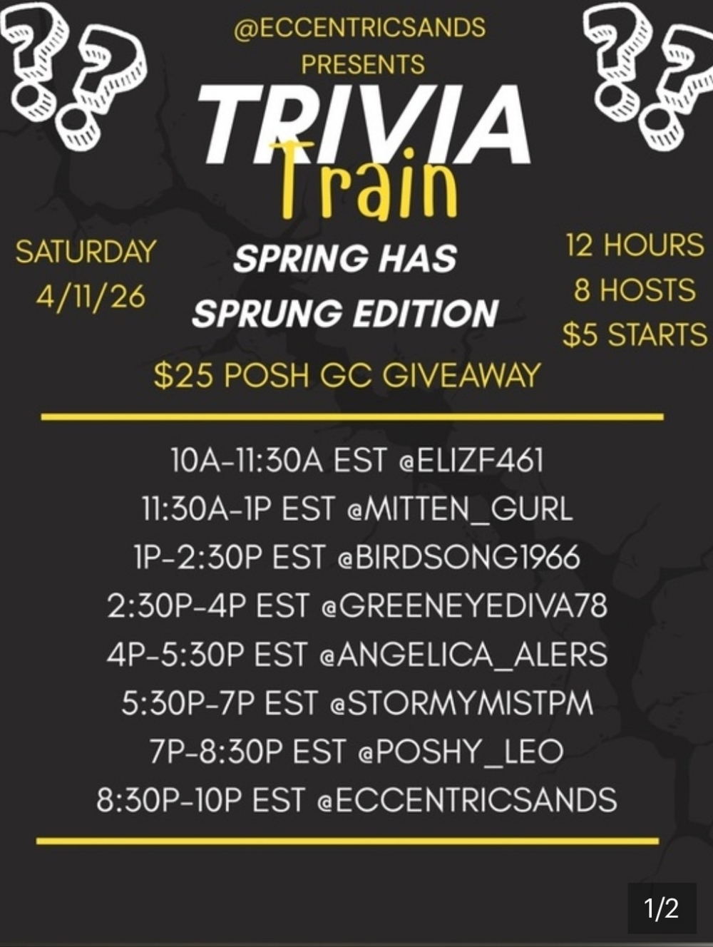4/11 Trivia Train $5 Starts And Share Show